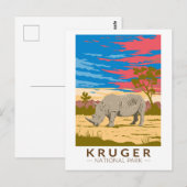 Kruger Nationaal Park Witte neushoorn Reiskunst Briefkaart (Voorkant / Achterkant)