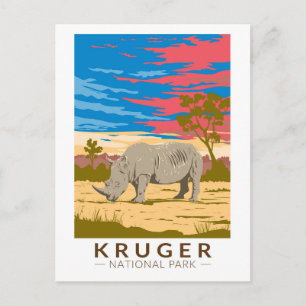 Kruger Nationaal Park Witte neushoorn Reiskunst Briefkaart