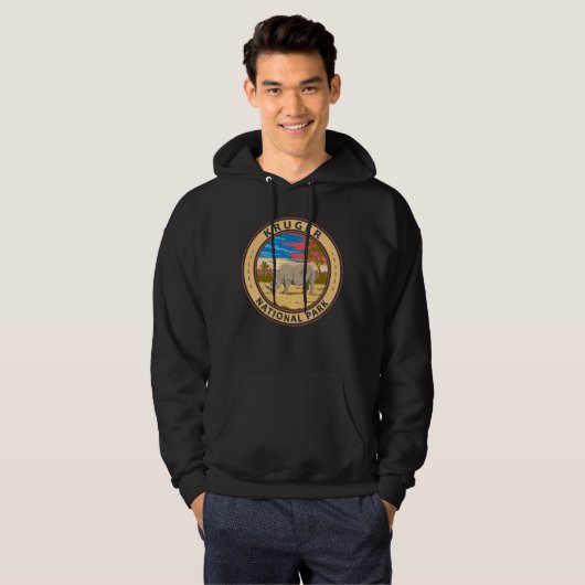 Kruger Nationaal Park Witte neushoorn Reiskunst Hoodie (Voorkant volledig)