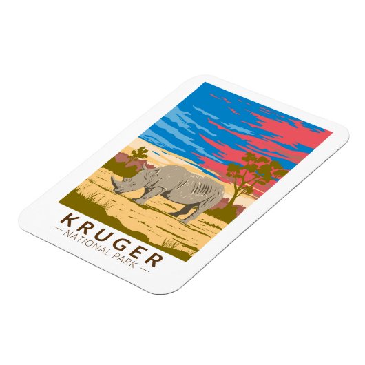 Kruger Nationaal Park Witte neushoorn Reiskunst Magneet (Linkerzijde)