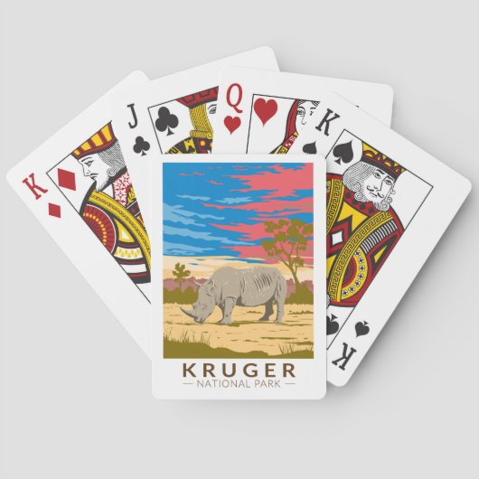 Kruger Nationaal Park Witte neushoorn Reiskunst Pokerkaarten (Achterkant)