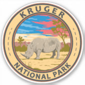 Kruger Nationaal Park Witte neushoorn Reiskunst Sticker (Voorkant)