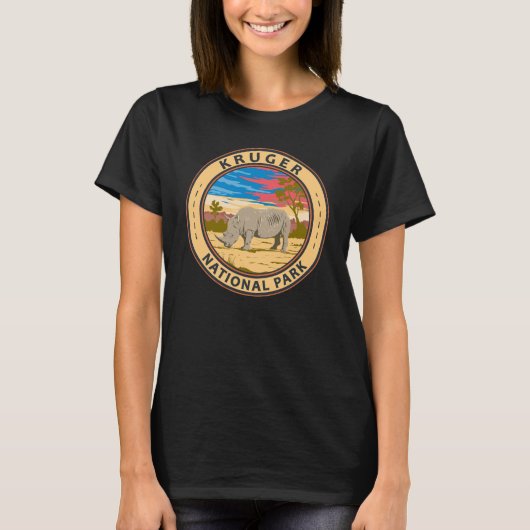 Kruger Nationaal Park Witte neushoorn Reiskunst T-shirt (Voorkant)