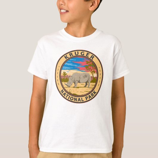 Kruger Nationaal Park Witte neushoorn Reiskunst T-shirt (Voorkant)
