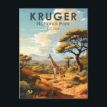 Kruger Nationaal Park Zuid-Afrika Giraffe Vintage Briefkaart<br><div class="desc">Kruger vector artwork ontwerp. Kruger National Park,  in het noordoosten van Zuid-Afrika,  is een van de grootste wildreservaten van Afrika. De grote dichtheid van wilde dieren omvat de Big 5: leeuwen,  luipaarden,  neushoorns,  olifanten en buffels.</div>