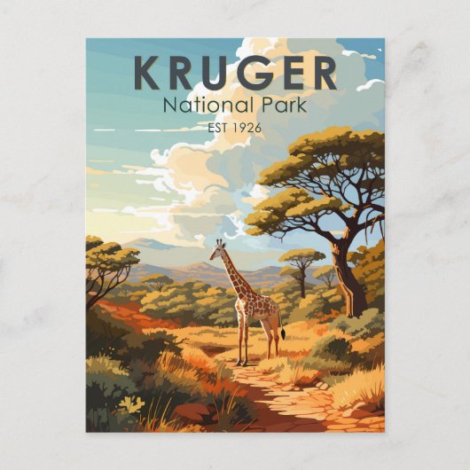 Kruger Nationaal Park Zuid-Afrika Giraffe Vintage Briefkaart (Voorkant)
