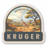 Kruger Nationaal Park Zuid-Afrika Giraffe Vintage Sticker<br><div class="desc">Kruger vector artwork ontwerp. Kruger National Park,  in het noordoosten van Zuid-Afrika,  is een van de grootste wildreservaten van Afrika. De grote dichtheid van wilde dieren omvat de Big 5: leeuwen,  luipaarden,  neushoorns,  olifanten en buffels.</div>