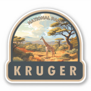 Kruger Nationaal Park Zuid-Afrika Giraffe Vintage Sticker