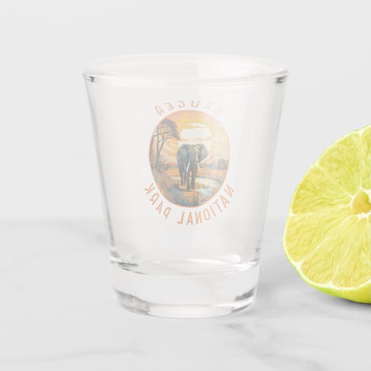 Kruger Nationaal Park Zuid-Afrika Olifant Retro Shot Glas (Achterkant)