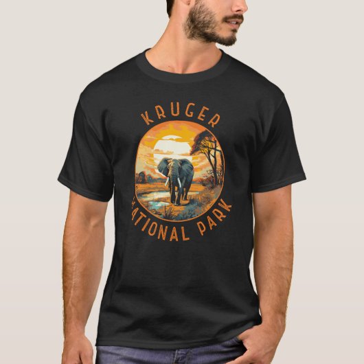 Kruger Nationaal Park Zuid-Afrika Olifant Retro T-shirt (Voorkant)