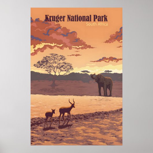 Kruger Nationaal Park Zuid-Afrika Reisposter Poster (Voorkant)