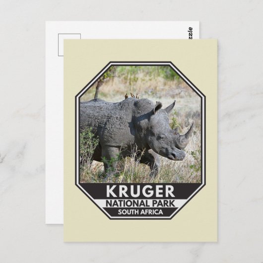 Kruger National Park South Africa Rhino Waterverf Briefkaart (Voorkant / Achterkant)