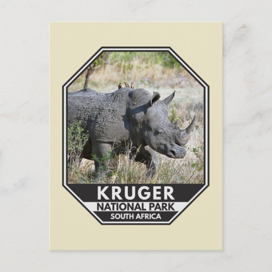 Kruger National Park South Africa Rhino Waterverf Briefkaart (Voorkant)