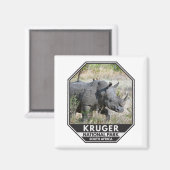 Kruger National Park South Africa Rhino Waterverf Magneet (Voorkant / Achterkant)