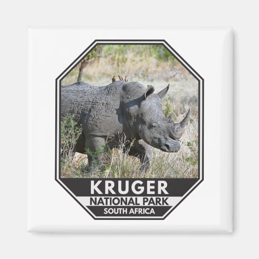 Kruger National Park South Africa Rhino Waterverf Magneet (Voorkant)