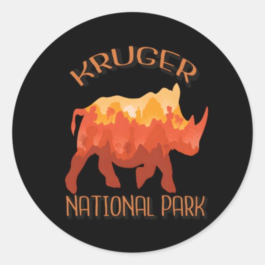 Kruger Rhino Zuid-Afrika Grote Vijf Nationaal Park Ronde Sticker (Voorkant)