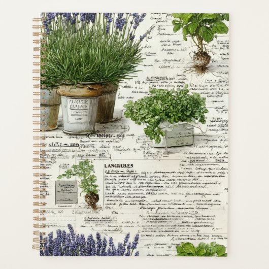kruid botanisch, vintage apotheek en lavendel planner (Voorkant)