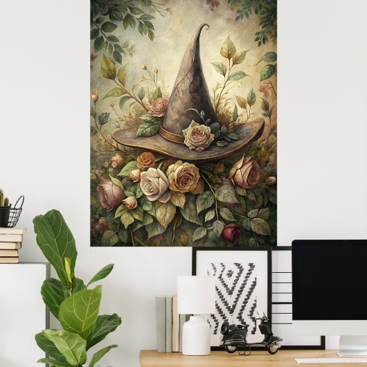 Kruid en bloemen betovering - Boho Witch Pet Wall Poster (Thuiskantoor)