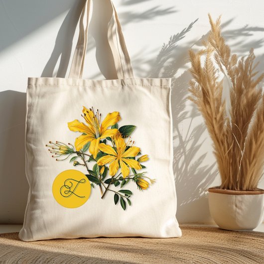 Kruid St. Johns Wort Monogram Initiaal Tote Bag
