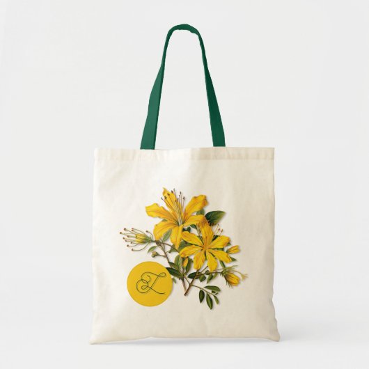 Kruid St. Johns Wort Monogram Initiaal Tote Bag (Voorkant)