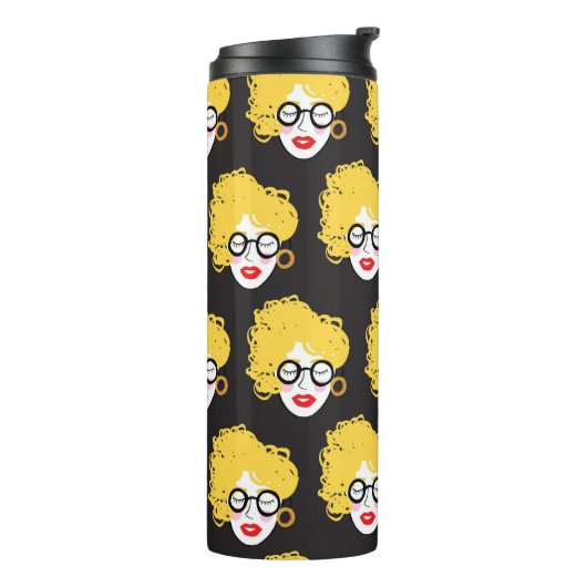 Kruid van grappige volken, schattige achtergrond thermosbeker (Gedraaid links)