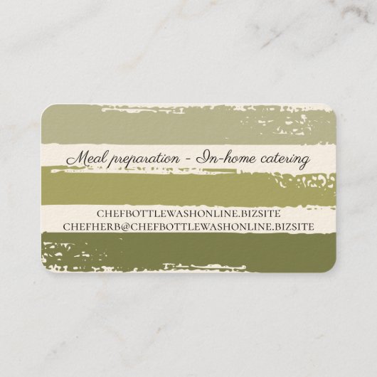 Kruiden basilicum culinaire persoonlijke chef cate visitekaartje (Achterkant)