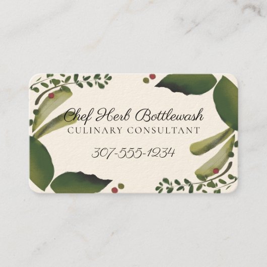 Kruiden basilicum culinaire persoonlijke chef cate visitekaartje (Voorkant)