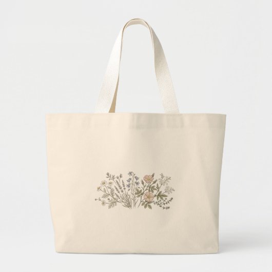 Kruiden Bloem Tote Grote Tote Bag (Voorkant)