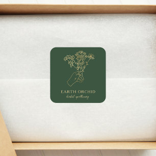 Kruiden + Bloemige Apotheek Gouden Vierkante Stick Sticker