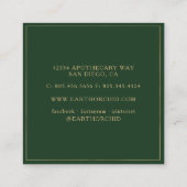 Kruiden en bloemen Apothecary Gold & Green Vierkante Visitekaartje (Achterkant)