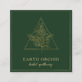 Kruiden en bloemen Apothecary Gold & Green Vierkante Visitekaartje (Voorkant)