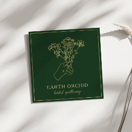 Kruiden en bloemen Apothecary Gold & Green Vierkante Visitekaartje