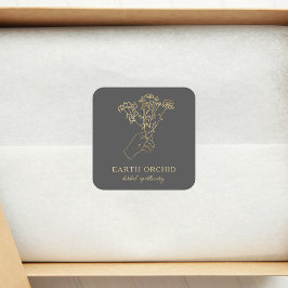 Kruiden en flora Apothecary Gold Vierkante Sticker
