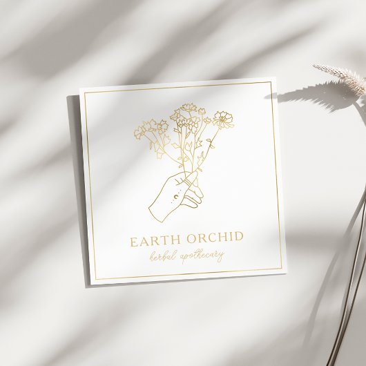 Kruiden en flora Apothecary Gold Vierkante Visitekaartje