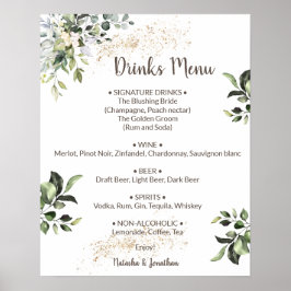Kruiden- en groen drankjes menu trouwbord poster