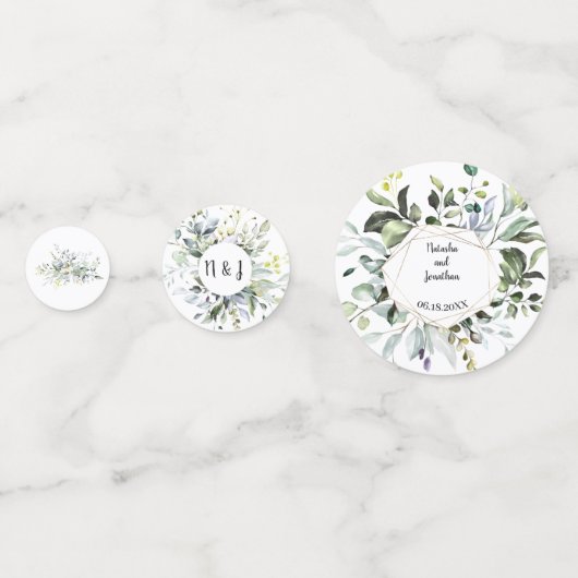 Kruiden- en groenbruiloftsreceptieconfetti confetti (Voorkanten)