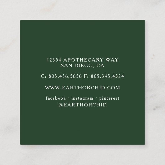 Kruiden en planten Apothecary Green Vierkante Visitekaartje (Achterkant)