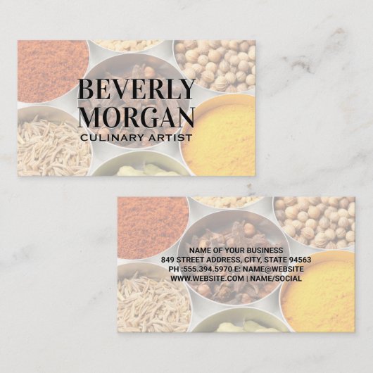 Kruiden en specerijen in blikjes visitekaartje (Voorkant / Achterkant)