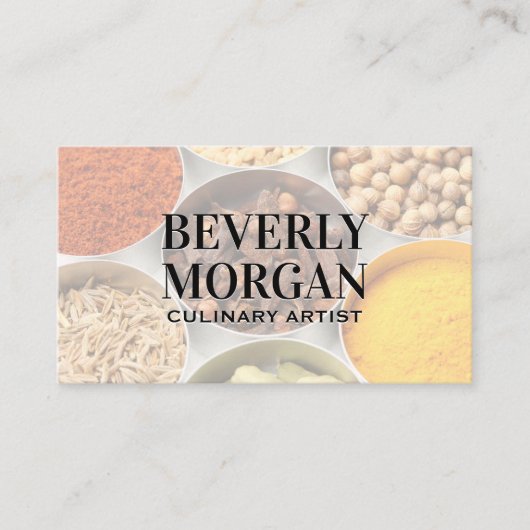 Kruiden en specerijen in blikjes visitekaartje (Voorkant)