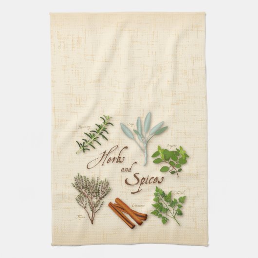 Kruiden en specerijen keukenhanddoek (Verticaal)