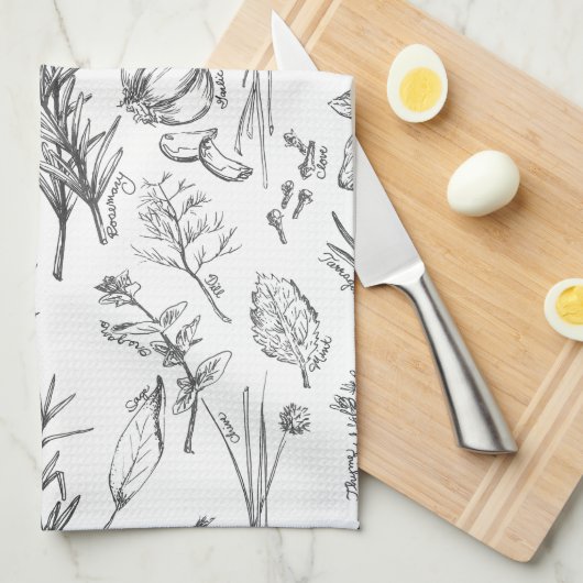 Kruiden en specerijen keukenhanddoek (Quarter Fold)