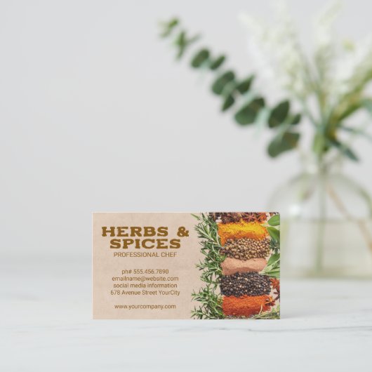 Kruiden en specerijen | Kookingrediënten Visitekaartje (Staand voorkant)