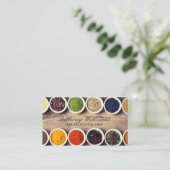 Kruiden en specerijen op tafel visitekaartje (Staand voorkant)