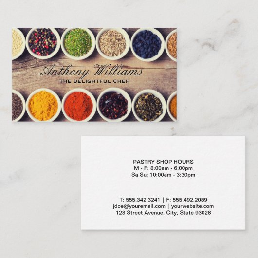 Kruiden en specerijen op tafel visitekaartje (Voorkant / Achterkant)