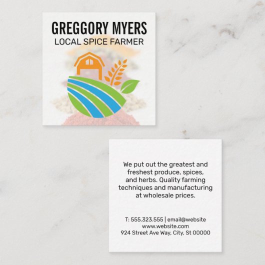 Kruiden en specerijen | Pick voor landbouwers Vierkante Visitekaartje (Voorkant / Achterkant)
