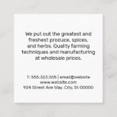 Kruiden en specerijen | Pick voor landbouwers Vierkante Visitekaartje (Achterkant)