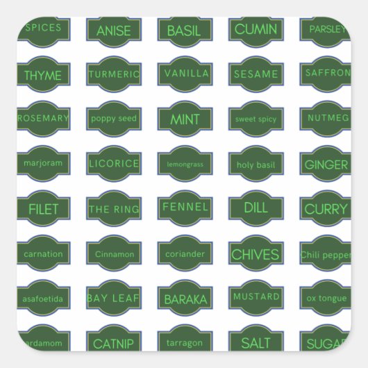 Kruiden en specerijen vierkante sticker (Voorkant)