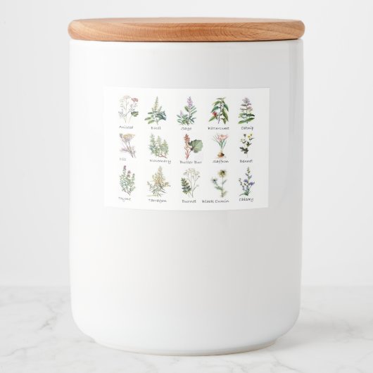 Kruiden en specerijen voedselcontainer etiket (Voorkant)