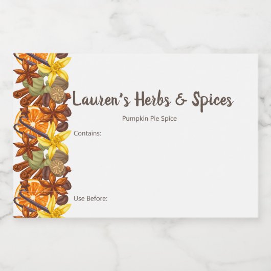 kruiden- en specerijlabels voedselcontainer etiket (Enkel label)