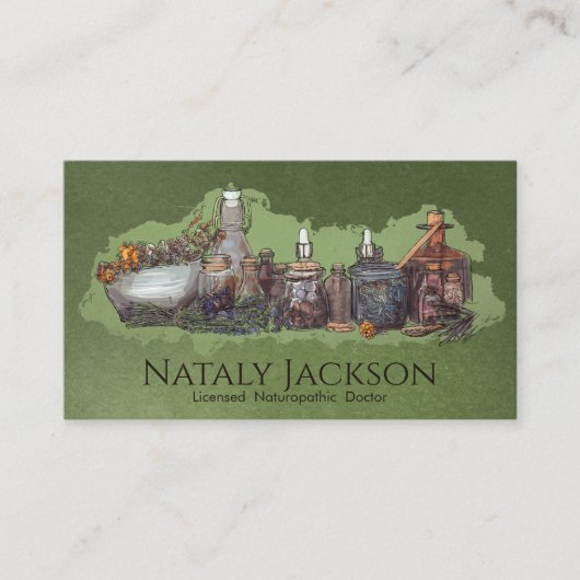 Kruiden en Tincturen Tekening Visitekaartje (Voorkant)